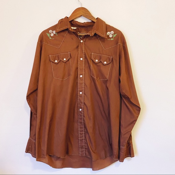 Dee Cee Western Wear Other - ❤️ VINTAGE DEE•CEE WESTERN BROWN COLLARED SHIRT SIZE 16 1/2 34 ❤️
